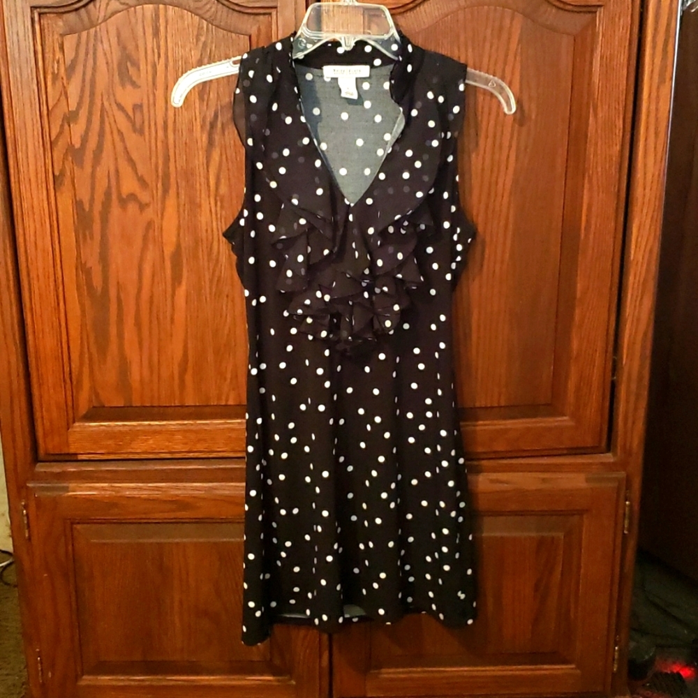 White House Black Market Dress Black with White Polka Dots